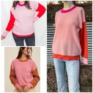 Fate Colorblock Waffle-knit Sweater Oversized Size Medium